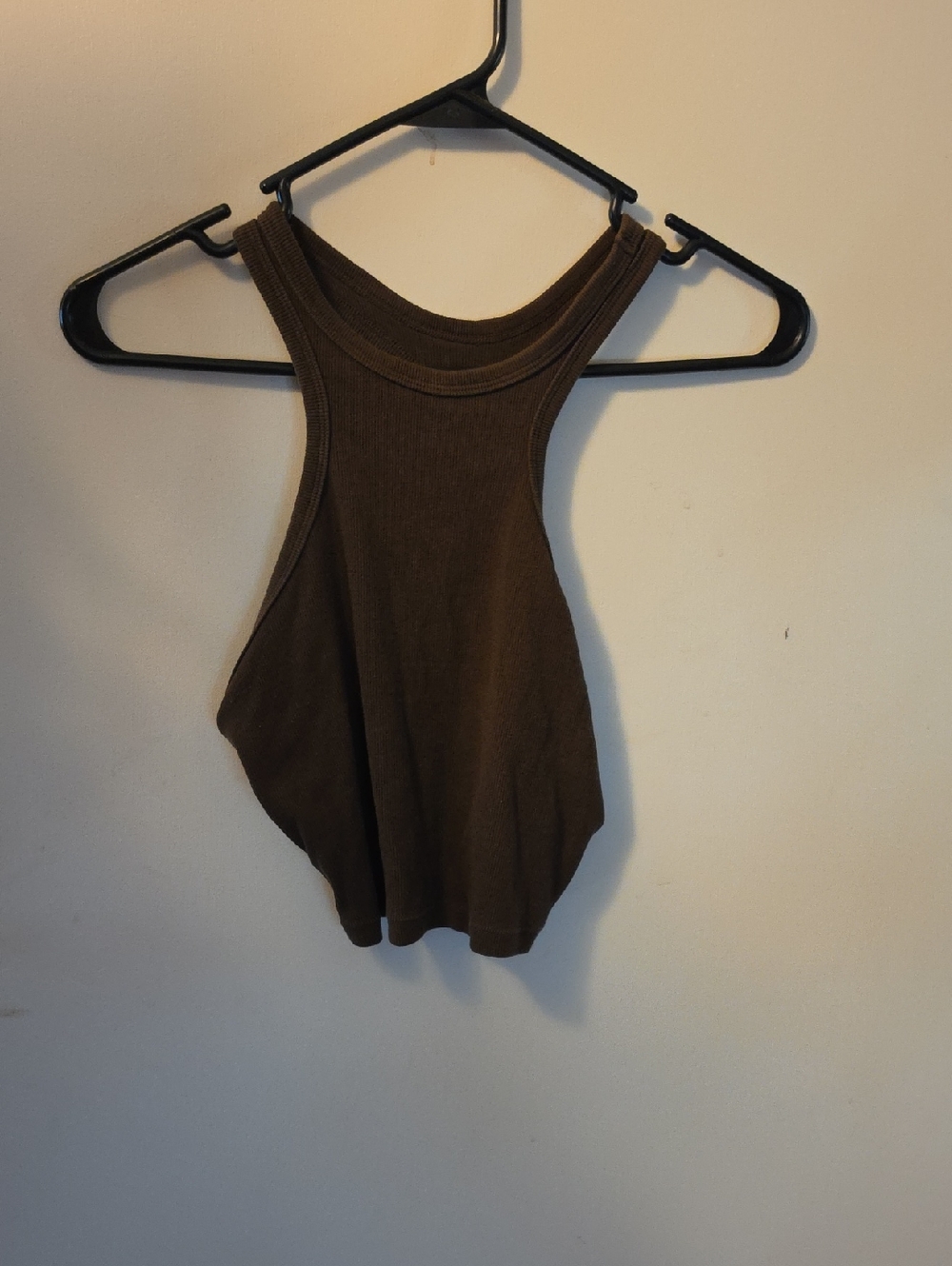 Ribbed Racerback Crop Top in Brown